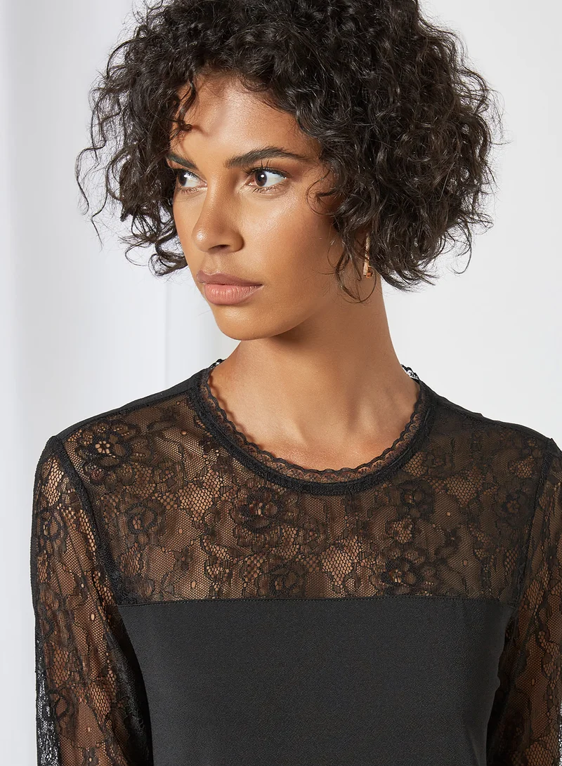Jacqueline de Yong Ruffle Hem Dress Black