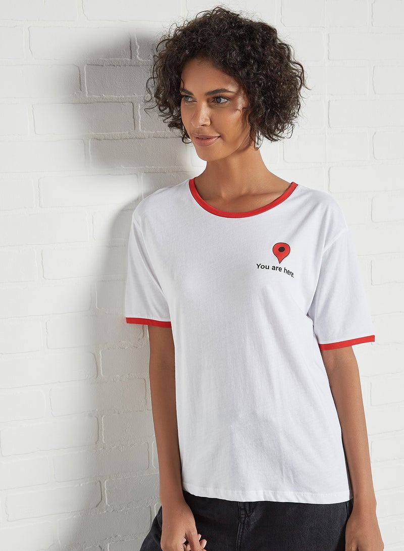 Jacqueline de Yong Contrast Trim T-Shirt Bright White  - Image 1
