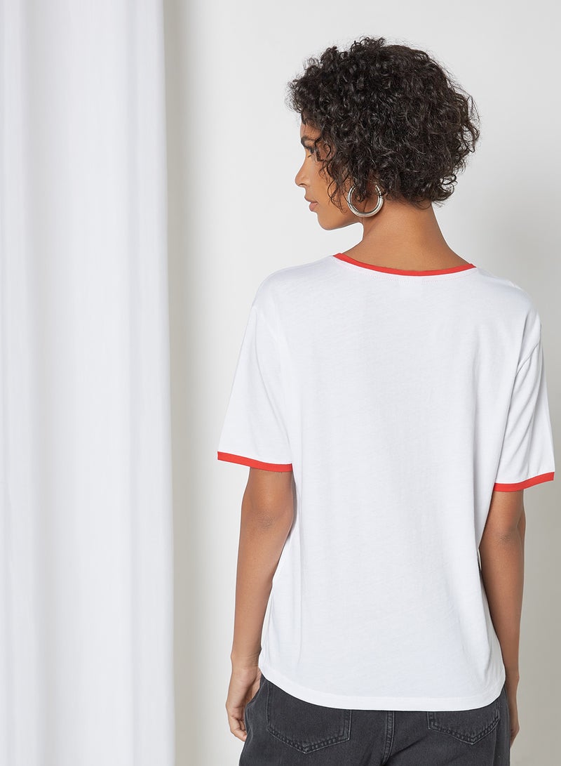 Jacqueline de Yong Contrast Trim T-Shirt Bright White  - Image 2