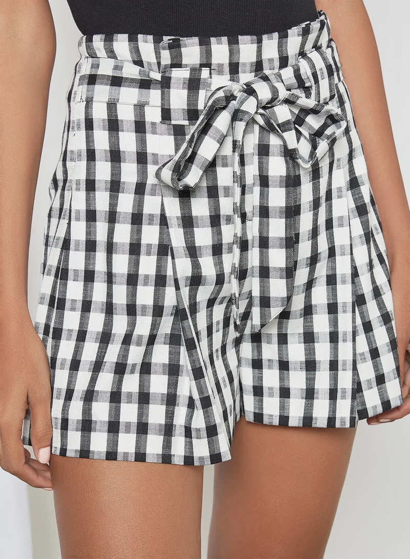 KOTON Checked Pattern Flared Shorts Black Check