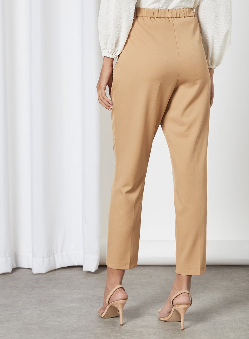 KOTON Elastic Waistband Mom Pants Camel  - Image 2
