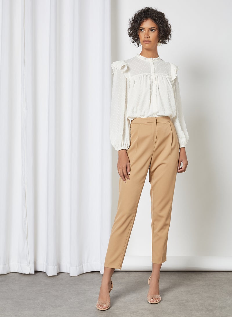 KOTON Elastic Waistband Mom Pants Camel  - Image 3