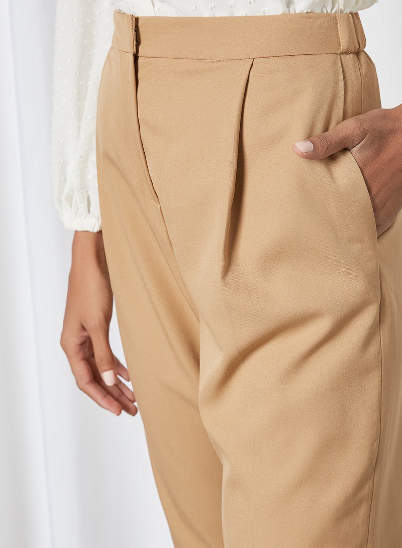 KOTON Elastic Waistband Mom Pants Camel  - Image 4