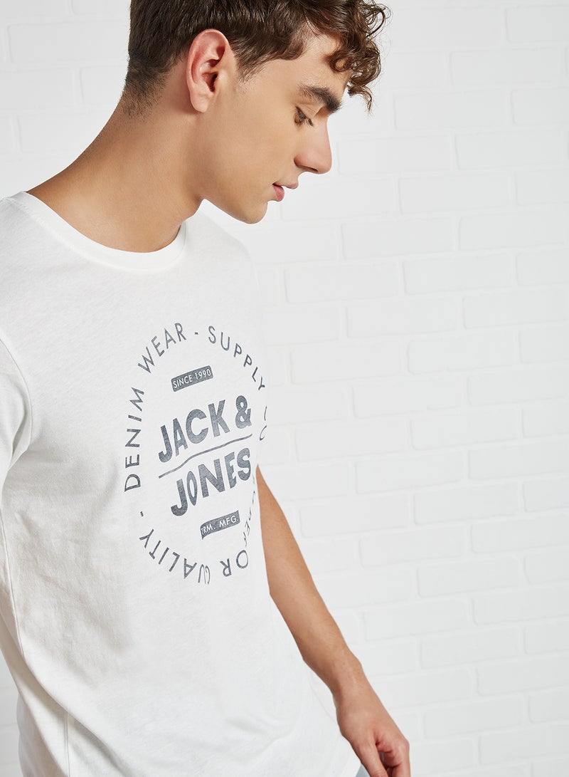 JACK & JONES Front Logo T-Shirt Cloud Dancer  - Image 4