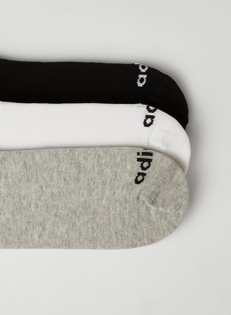 Adidas Unisex No Show Socks (Pack of 3) Grey/White/Black  - Image 3