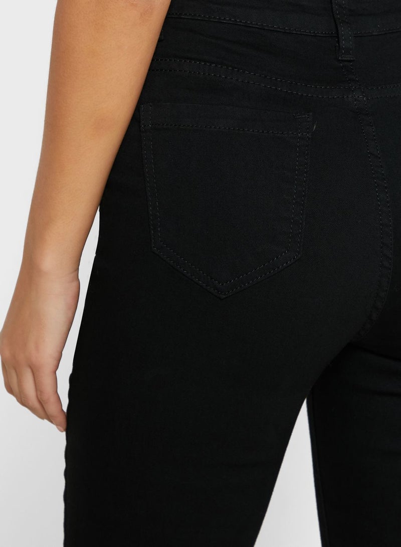 QUIZ - Comfortable Ripped Skinny Jeans Black - Image 1