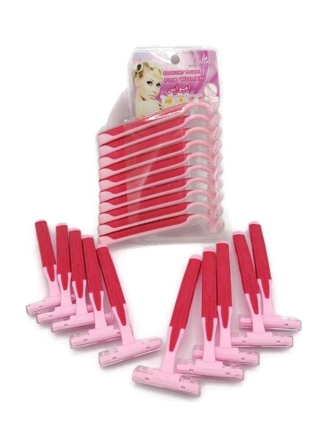 COLIER - 10-Piece Comfort Touch Razor And Blade Set Pink/Red - Image 1