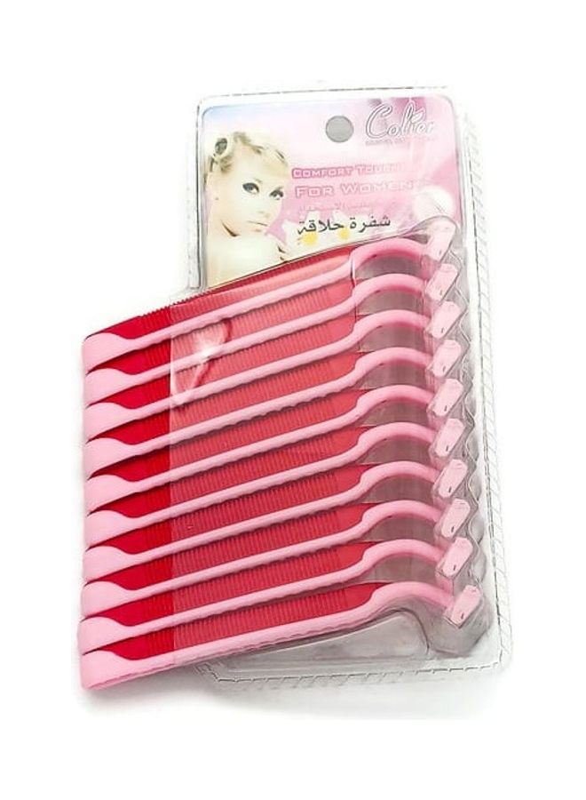COLIER - 10-Piece Comfort Touch Razor And Blade Set Pink/Red - Image 1