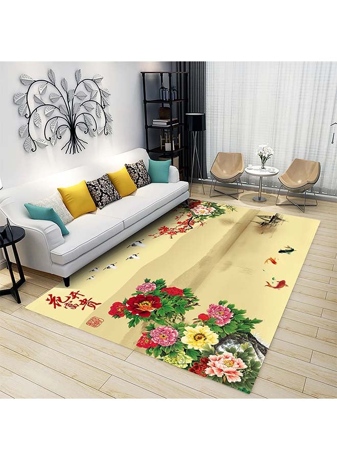 Simple Flower Printed Carpet, Polyester, Rectangle Multicolour 120x160cm