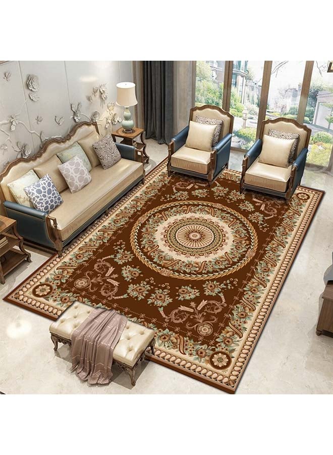 European Style Floral Pattern Carpet, Polyester, Rectangle Multicolour 120x160cm
