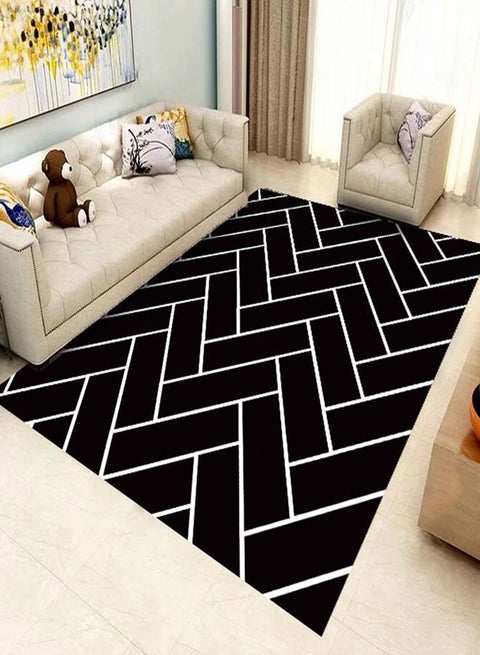 Modern Simple Style Soft Comfortable Mat, Synthetic Fibre, Rectangle Black 40x60cm