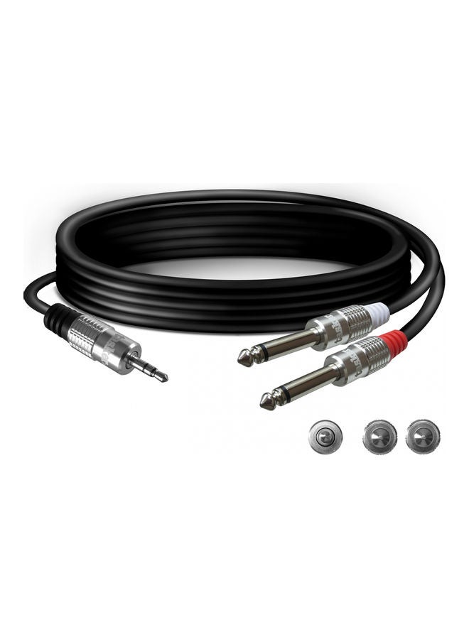 Stereo 1/8 To 2-Jack 1/4 Mono AWG24 Cable