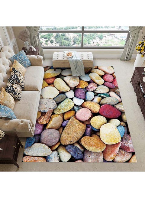 3D Colorful Stones Print Non-Slip Floor Mat Multicolour 50x80cm