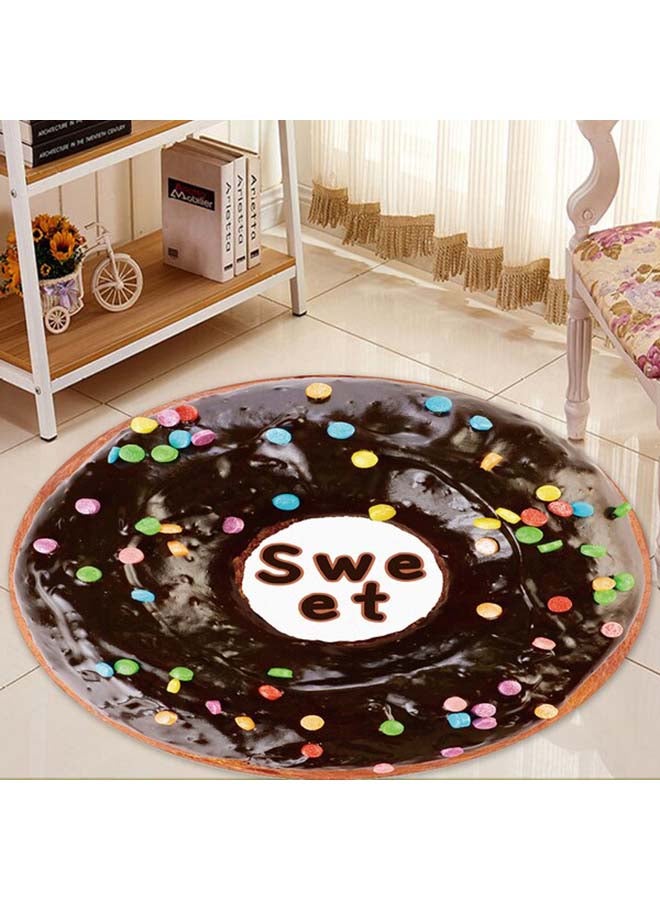 Round Sweet Printed Carpet Brown/White 80cm 