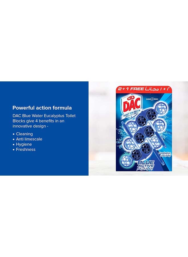 Dac Active Toilet Rim Block Blue Water With Cleaninness 50% More Shine Extra Freshness Cleaning Foam And Dirt With Anti-Limescale Protection Eucalyptus 150grams  - Image 4