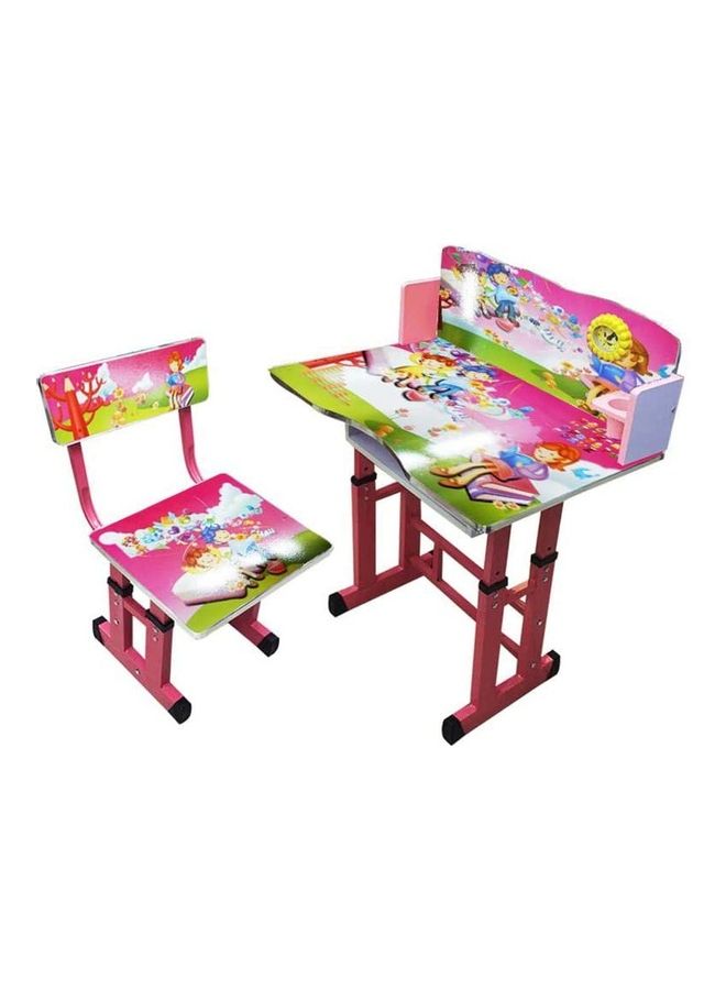 طاولة دراسة وكرسي مع ساعة مرفقة متعدد الألوان