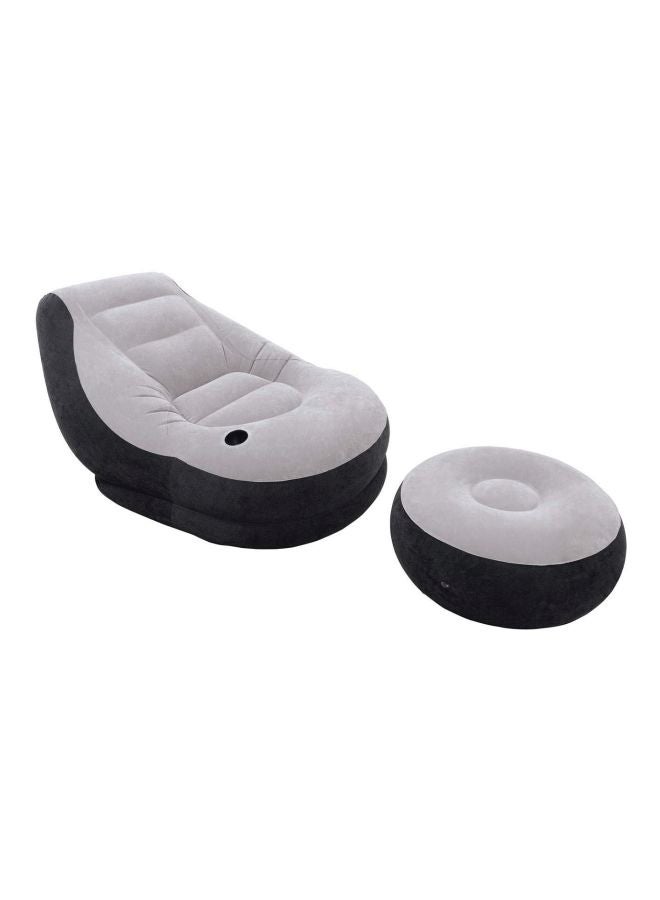 INTEX Lounge Chair With Ottoman Set Grey/Black 99x130x76cm  - Image 1