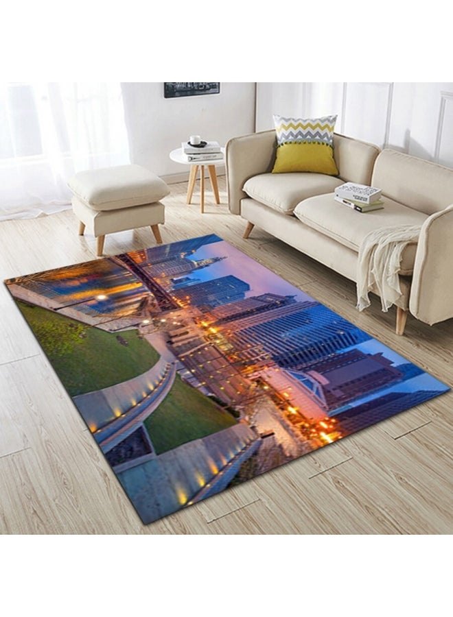 بساط أرضية ناعم لغرفة المعيشة وغرفة النوم بطبعة بناء متعدد الألوان 40x60سم - Image 1
