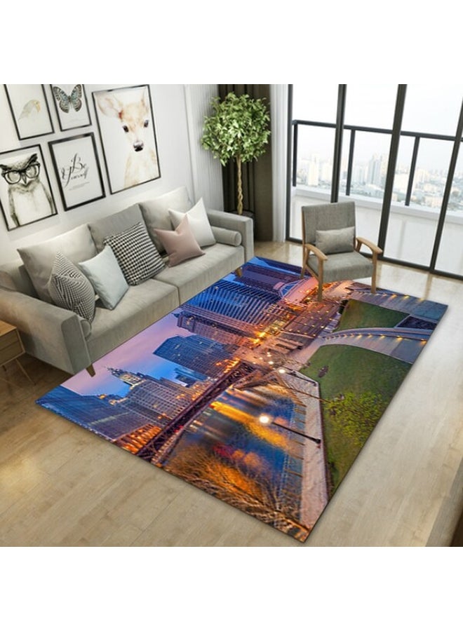 بساط أرضية ناعم لغرفة المعيشة وغرفة النوم بطبعة بناء متعدد الألوان 40x60سم - Image 4