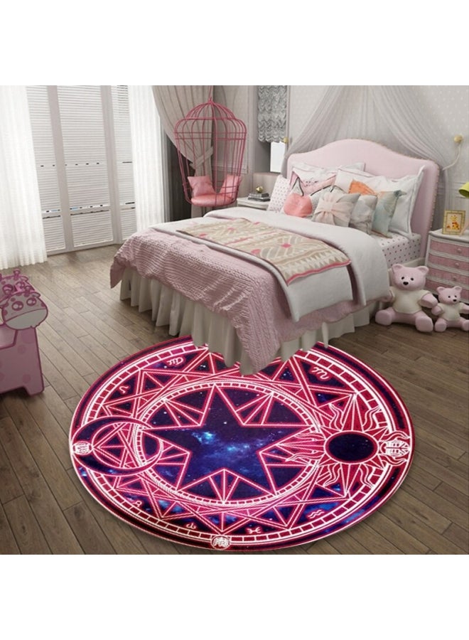 Nordic Style Anti-Skidding Printed Carpet, Round Multicolour 40cm - Image 1