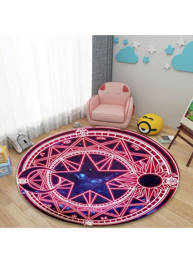 Nordic Style Anti-Skidding Printed Carpet, Round Multicolour 40cm - Image 3