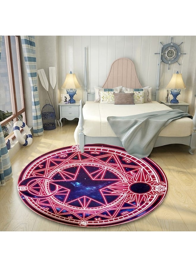 Nordic Style Anti-Skidding Printed Carpet, Round Multicolour 40cm - Image 4