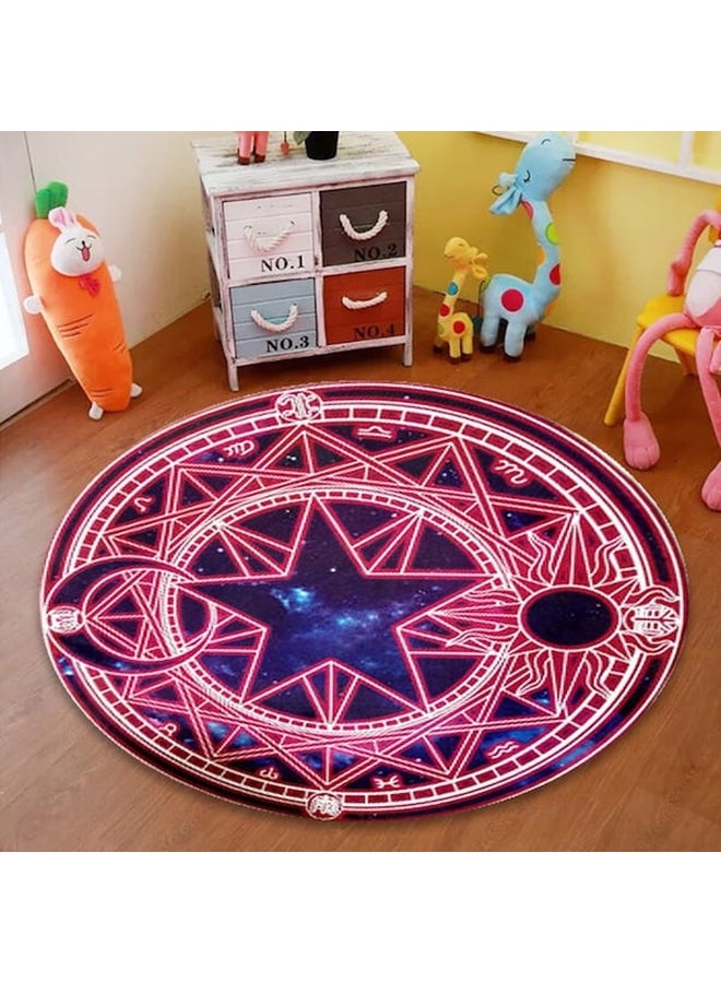 Nordic Style Anti-Skidding Printed Carpet, Round Multicolour 40cm - Image 5