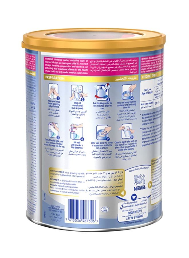 Nestlé Optipro 3 Growing Up Milk From 1 To 3 Years, With 2’FL And BL Probiotic 800grams