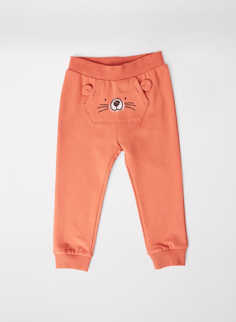 NAME IT - Baby Bear Patch Sweatpants Apricot Brandy - Image 1