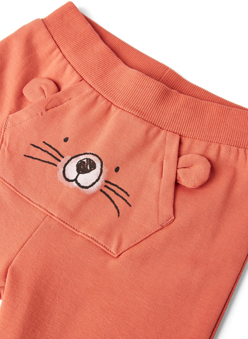 NAME IT - Baby Bear Patch Sweatpants Apricot Brandy - Image 1
