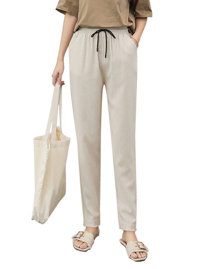 Casual Loose Haren Pants Beige - Image 1