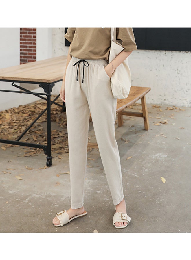 Casual Loose Haren Pants Beige - Image 2