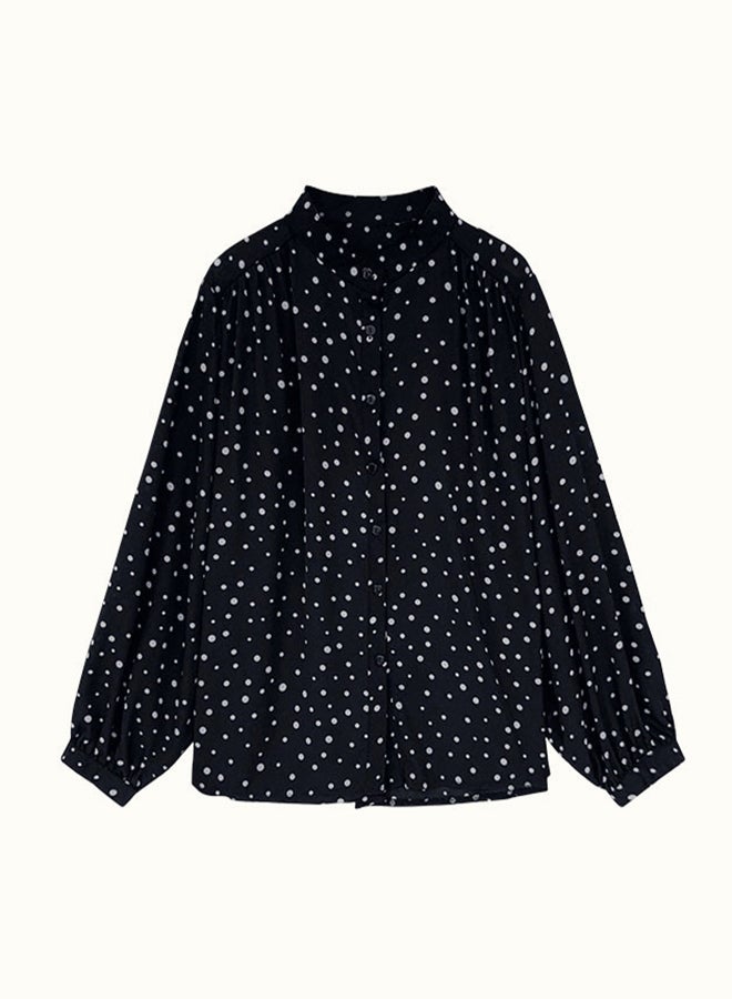 Polka Dot Pattern Shirt Black/White 