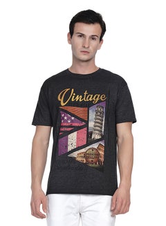 AURA Vintage Print T-Shirt Dark Grey  - Image 1