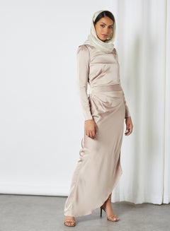 تشي تشي لندن فستان بحافة غير متساوية ذهبي فاتح  - Image 3