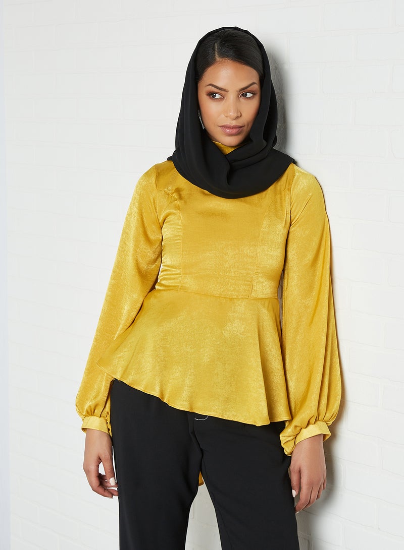 SIVVI for HANIYA High-Low Hem Balloon Sleeve Blouse Mustard  - Image 1