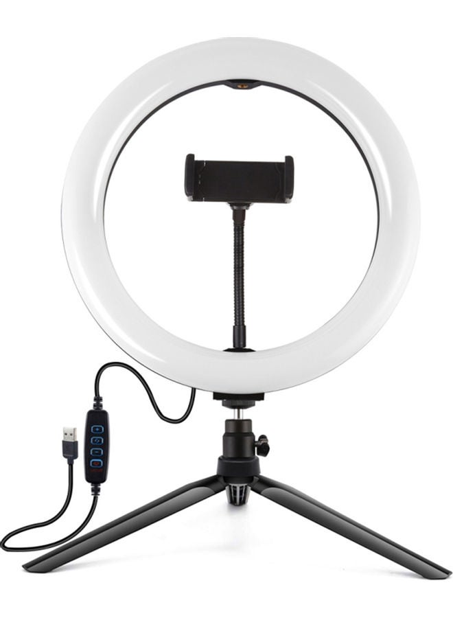 LED Circle Round Light Selfie Lamp with Adjustable Tripod Stand White/Black 