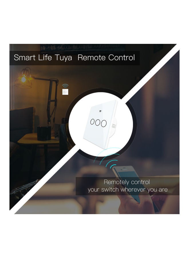 مفتاح إضاءة ذكي مع تطبيق التحكم عن بعد عبر الواي فاي والتحكم الصوتي - 3 أزرار أبيض - Image 2