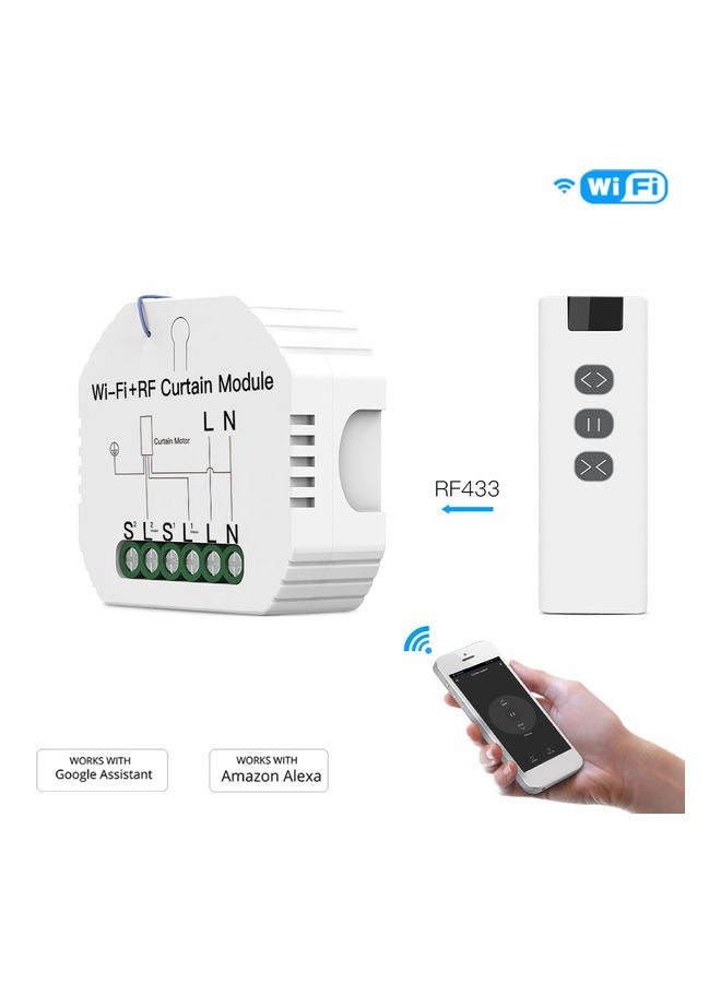 WiFi Curtain Switch with Module APP Remote and Voice Control White - Image 1