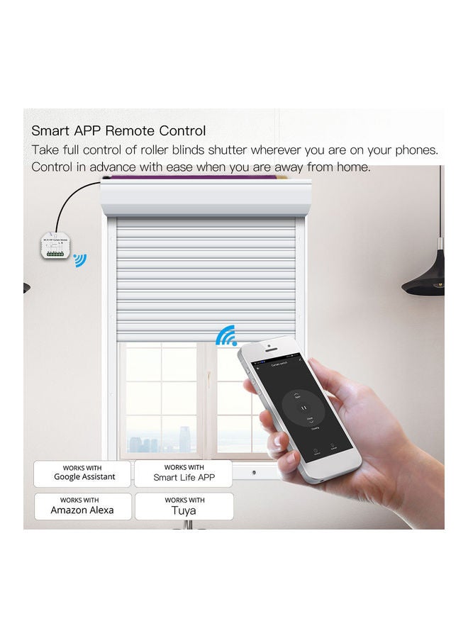WiFi Curtain Switch with Module APP Remote and Voice Control White - Image 2