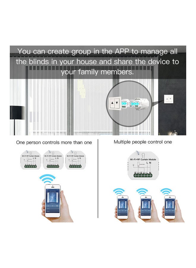 WiFi Curtain Switch with Module APP Remote and Voice Control White - Image 3