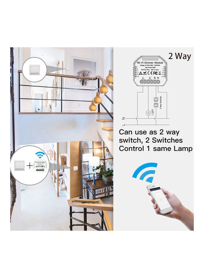 Wifi Dimmer Module Switch with Voice APP and Remote Control White  - Image 5