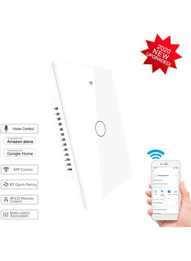 Wi-Fi Smart Touch Switch- 1 Gang White - Image 1