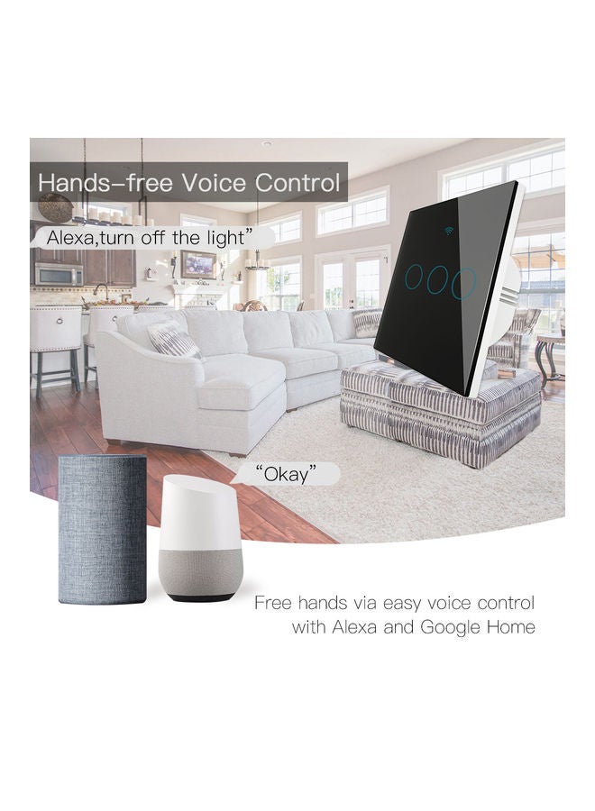 Smart Light Switch with Wifi Remote APP and Voice Control- 3 Gang Black - Image 4