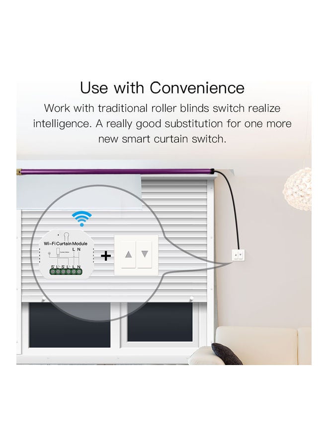 2-Piece WiFi Curtain Switch with Module APP Remote and Voice Control White - Image 2