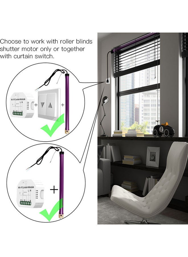 2-Piece WiFi Curtain Switch with Module APP Remote and Voice Control White - Image 4