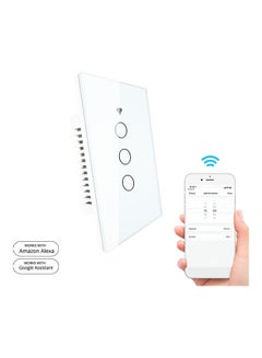 Smart Light Switch with Wifi Remote APP and Voice Control- 3 Gang White