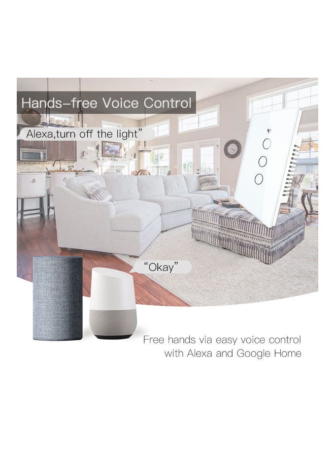 Generic - Smart Light Switch with Wifi Remote APP and Voice Control- 3 Gang White - Image 1