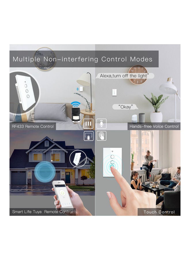 Generic - Smart Light Switch with Wifi Remote APP and Voice Control- 3 Gang White - Image 1