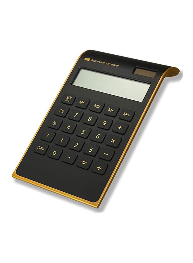Generic Ultra-thin 10 Digits Large LCD Display Calculator Black/Gold  - Image 1